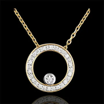 Collier Cerchio d'eleganza - Oro Giallo - 9 carati - 15 Diamanti