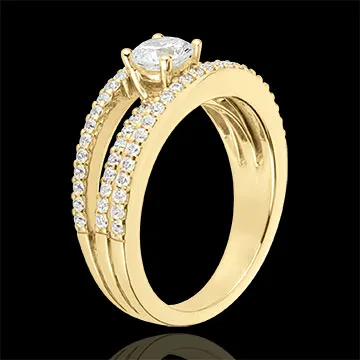 Anillo de Pedida Destino - Duquesa - oro amarillo 18 quilates - diamante central 0.5 quilates - 67 diamantes