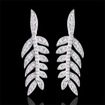Orecchini Alloro di Gloria - oro bianco 18 carati e diamanti