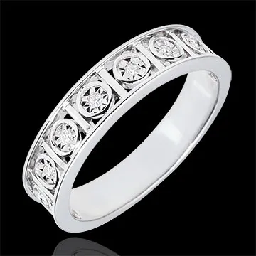 Alianza Destino - Secreto de Amor - oro blanco 9 quilates - 9 Diamantes