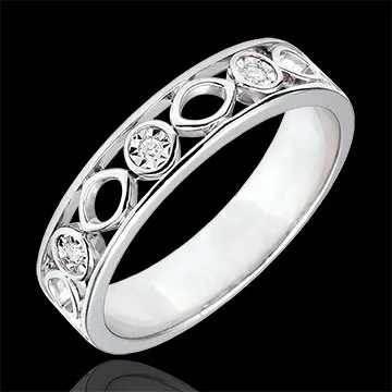 Alianza Destino - Apolonia - oro blanco 18 quilates y 3 diamantes