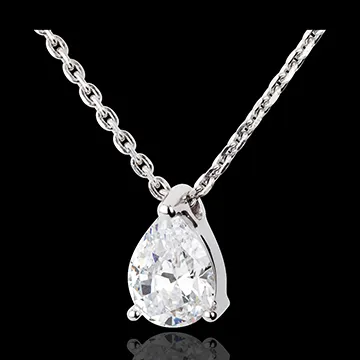 Collar lágrima diamante - oro blanco - 1 quilates