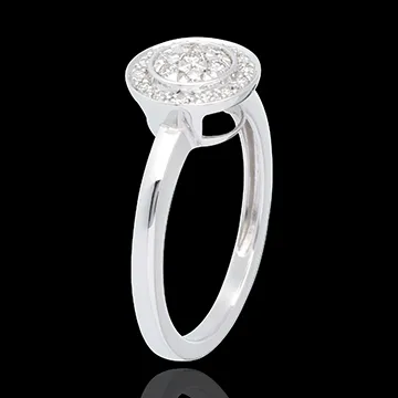 Anillo Botón de Oro Destino - oro blanco empedrado 18 quilates