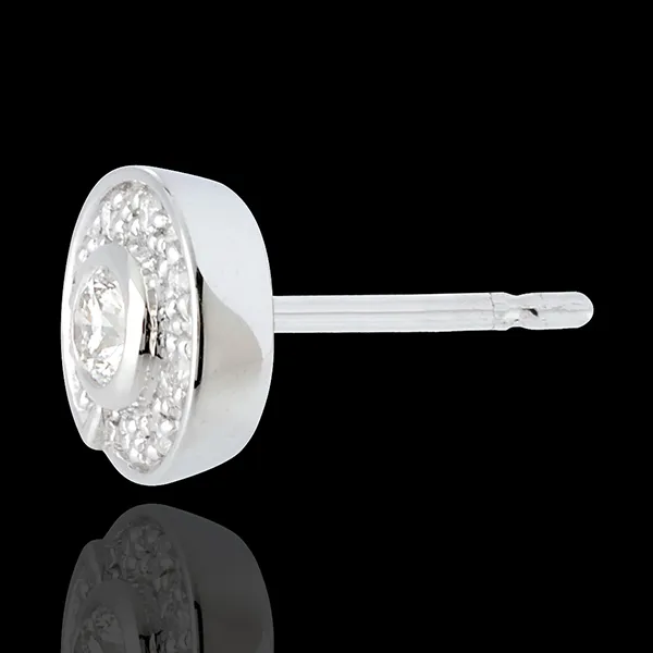 Orecchini Bottone - Oro bianco - 18 Diamanti - 0.25 carati