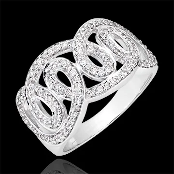 Anillo Destino - Espirales Imperiales- oro blanco de 9 quilates y diamantes