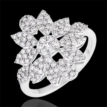 Anello Destino - Fiore d'Inverno - oro bianco 18 carati e diamanti