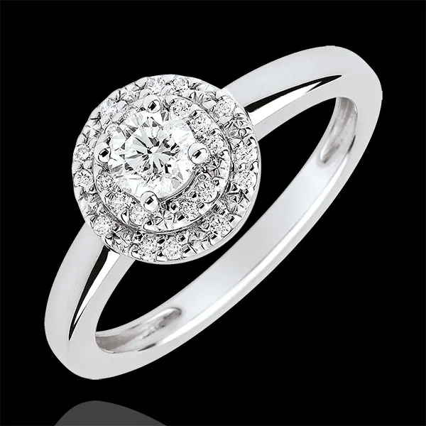 Anillo de compromiso Destino - Doble Halo - diamante 0.25 quilates - oro blanco 18 quilates
