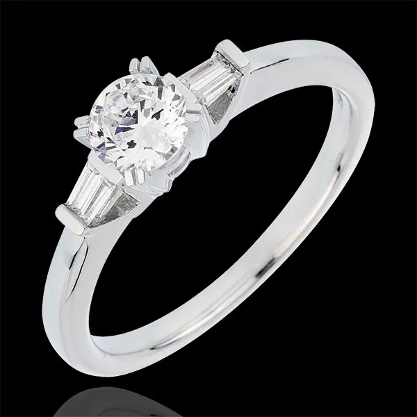 Anello Solitario Destino - Luce - Oro bianco - 18 carati - Diamanti 