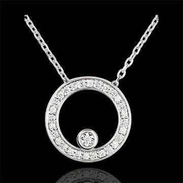 Collana Cerchio d'eleganza - Oro Bianco - 9 carati - 15 Diamanti