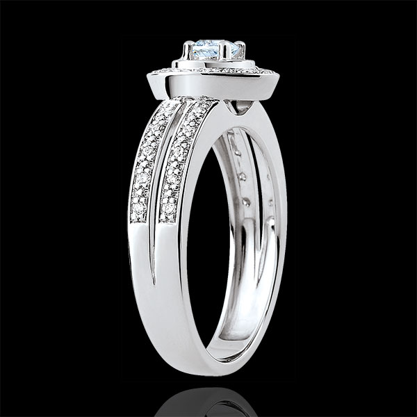 Destiny Engagement Ring - Lady - 0.2 carat aquamarine and diamonds - white gold 18 carats