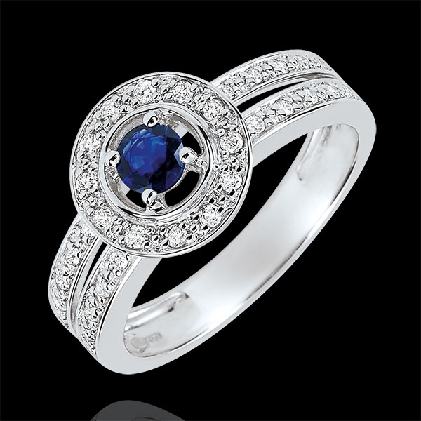 Destiny Engagement Ring - Lady - 0.2 carat sapphire and diamonds - white gold 18 carats