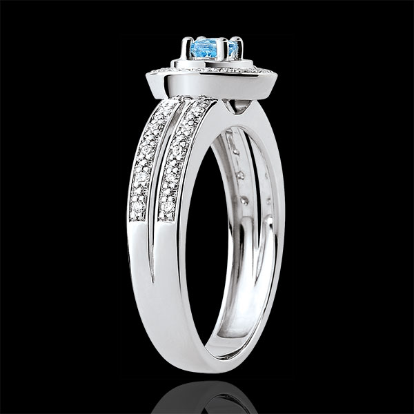Destiny Engagement Ring - Lady - 0.2 carat topaz and diamonds - white gold 18 carats