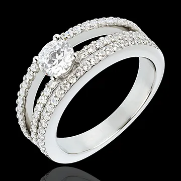 Verlovingsring Destiny - Hertogin - 0,5 karaat centrale Diamant - 67 Diamanten witgoud