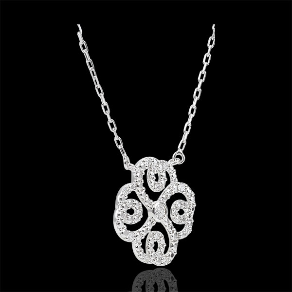 Destiny Necklace - Clover Arabesque - white gold and diamonds