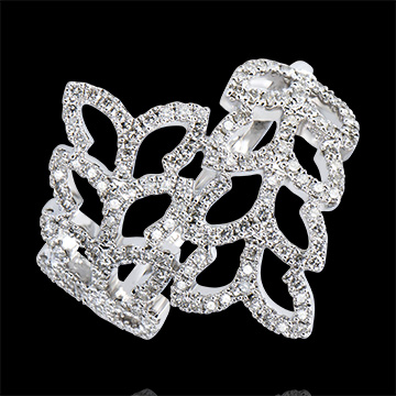 Ring Destiny - Wilgenblad - 9 karaat witgoud met Diamanten