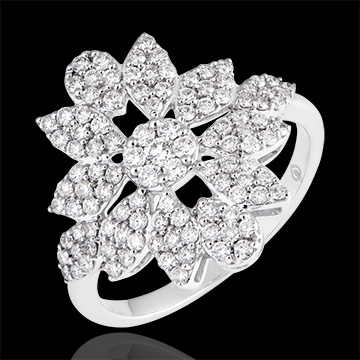 Ring Destiny - Winterbloem - wit goud 9 karaat en diamanten