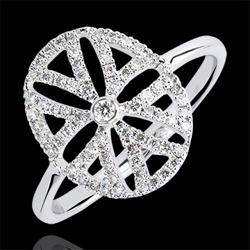 Ring Destiny - Arabesk variatie - 9 karaat witgoud met Diamanten