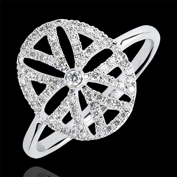 Ring Destiny - Arabesk variatie - 9 karaat witgoud met Diamanten