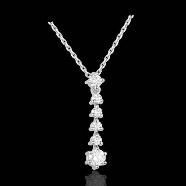 Halsketting Vlok 18 karaat witgoud met diamant