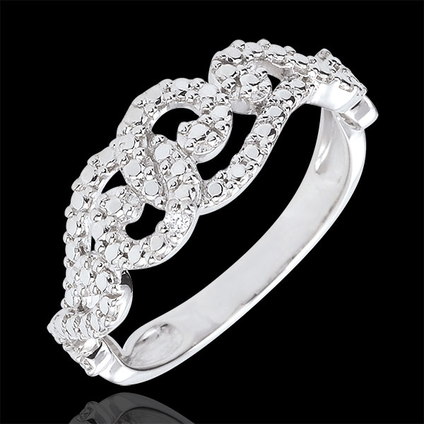 Destiny White Gold Diamond Ring with Entwined Arabesques