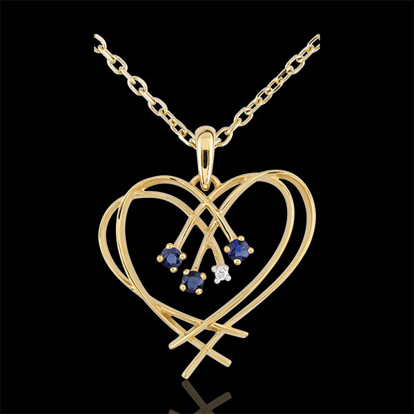 Diamond and Sapphire Sparkles Heart Pendant