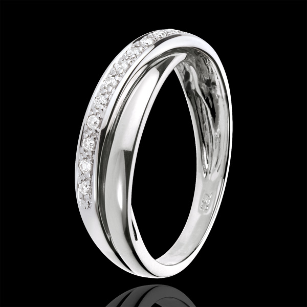 Diamond Saturn Ring - White gold - 18 carat