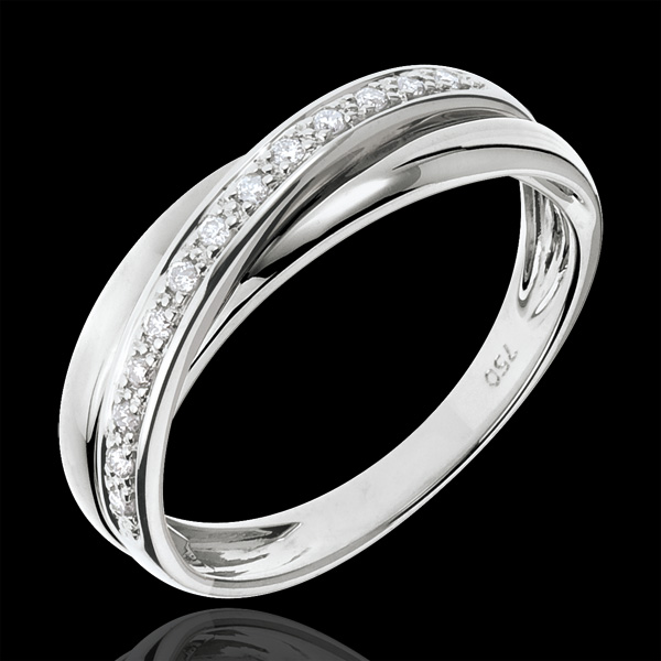 Diamond Saturn Ring - White gold - 9 carat