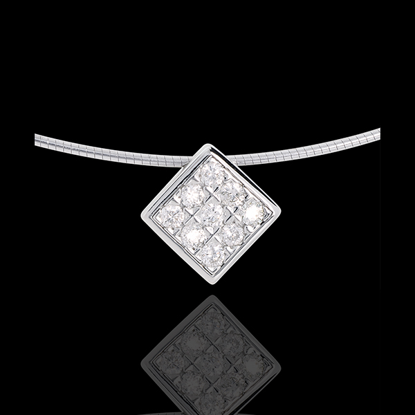Diamond-shaped necklace white gold paved - 0.23 carat - 9 diamonds