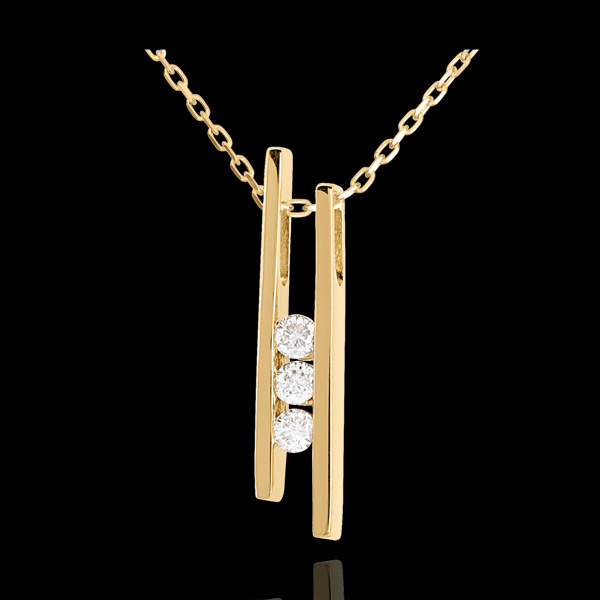 Diapason trilogy necklace yellow gold - 3 diamonds