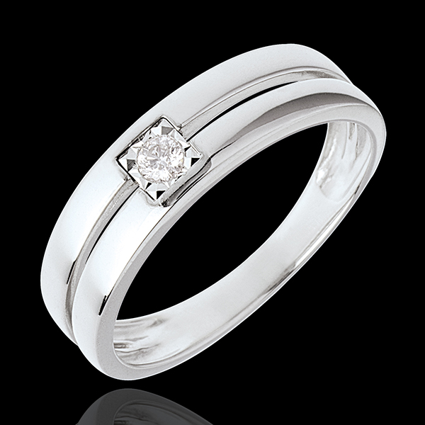 Double band Solitaire ring with brilliant cut diamond