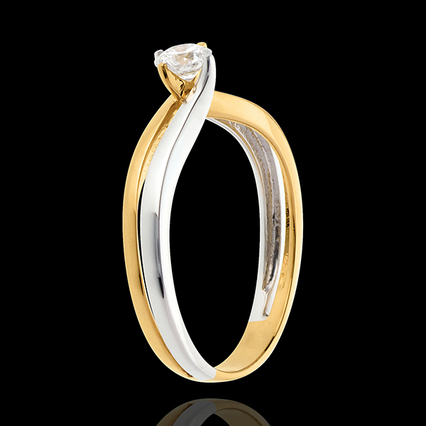 Double-fusion Solitaire ring - yellow and white gold - 0.27 carat