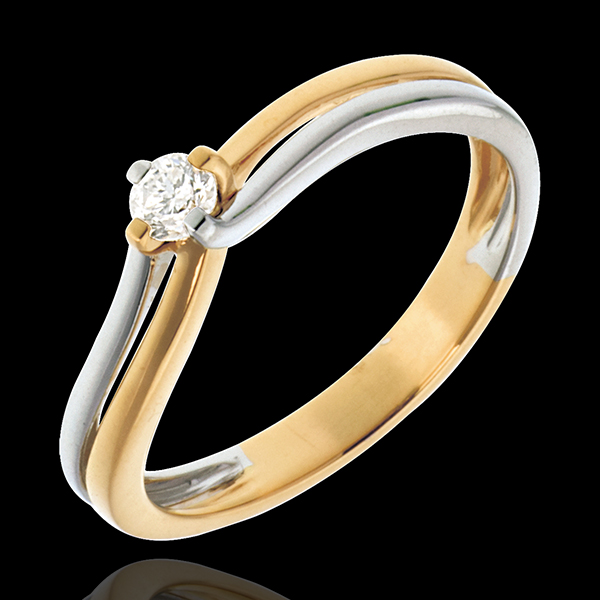 Double-fusion Solitaire ring yellow gold-white gold
