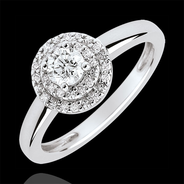 Double Halo Destiny Engagement Ring - 0.25 carat diamond - white gold 18 carats
