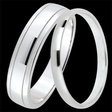 Dúo de alianzas Horizon & Atelier – Oro blanco – 18 quilates