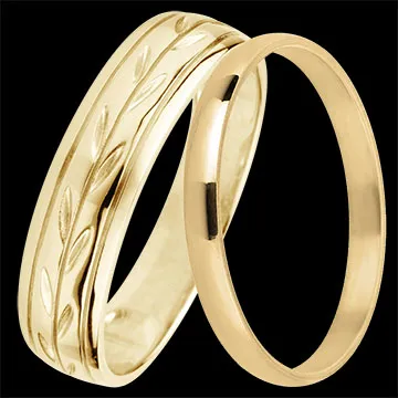Dúo de alianzas Jardin Enchanté & Atelier – Oro amarillo de 18 quilates