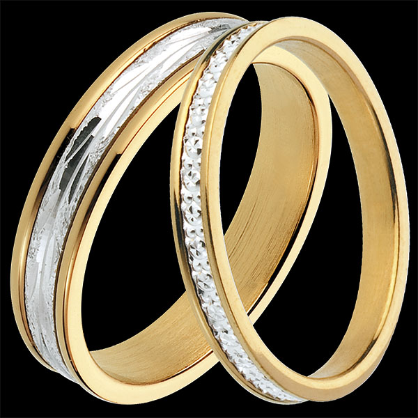 Dúo de alianzas Promesse – Oro blanco y amarillo – 18 quilates