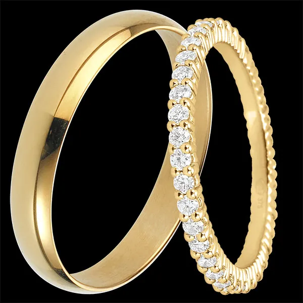 Dúo de alianzas Pure & Radieuse - oro amarillo y diamantes - 18 quilates