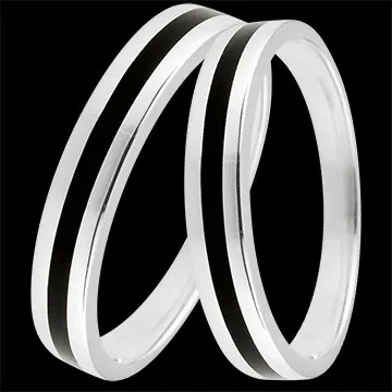 Duo d'alliances Clair Obscur - or blanc et laque - 9 carats