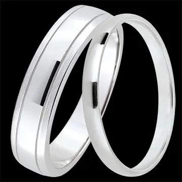 Duo d'alliances Horizon & Atelier- or blanc - 9 carats