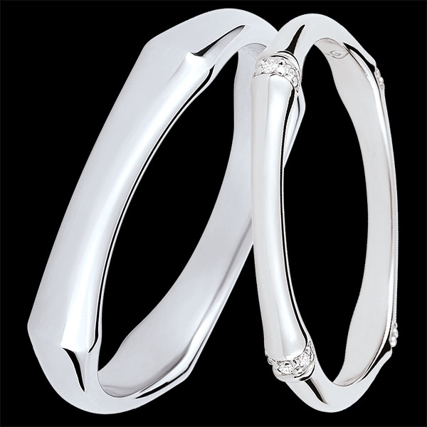 Duo d'alliances Jungle Sacrée- or blanc & diamants