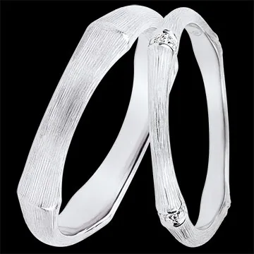 Duo d'alliances Jungle Sacrée- or blanc & diamants - 9 carats