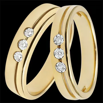 Duo d'alliances Olympia- or jaune & diamants - 9 carats