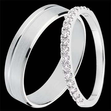 Duo d'alliances Prince & Bettina - or blanc & diamants - 18 carats