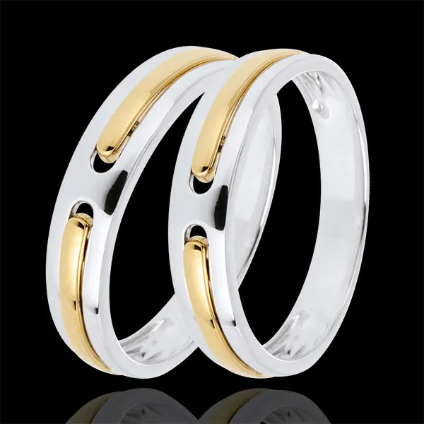 Duo d'alliances Promesse - tout or - or jaune et or blanc
