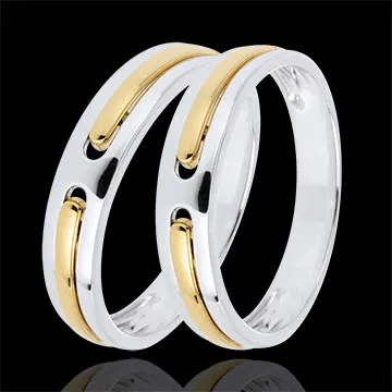 Duo d'alliances Promesse - tout or - or jaune et or blanc