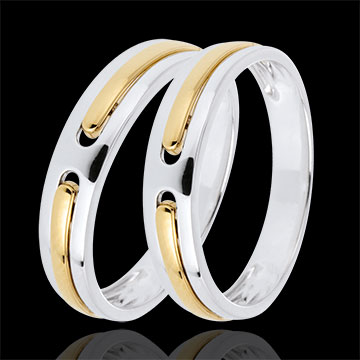 Duo d'alliances Promesse - tout or - or jaune et or blanc
