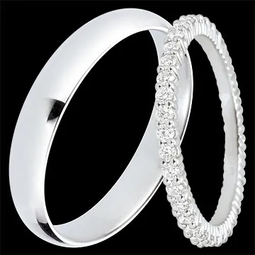 Duo d'alliances Pure & Radieuse- or blanc & diamants - 18 carats