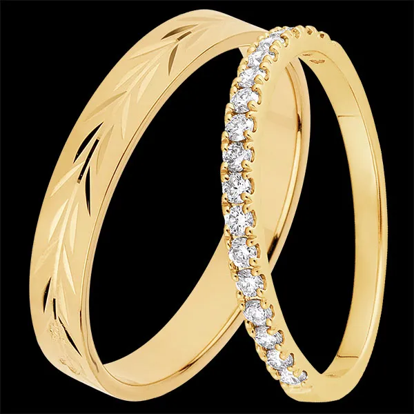 Duo d'alliances Rameaux & Bettina - or jaune & diamants - 18 carats