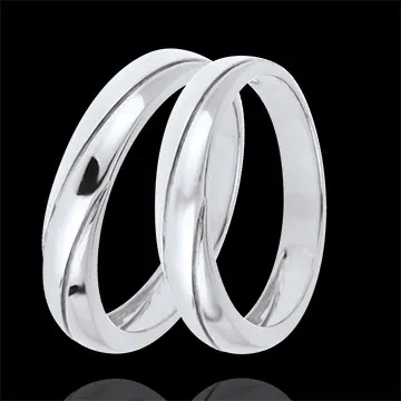 Duo d'alliances Saturne Trilogy - or blanc - 9 carats