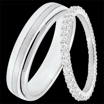 Duo d'alliances Star & Radieuse- or blanc & diamants - 18 carats